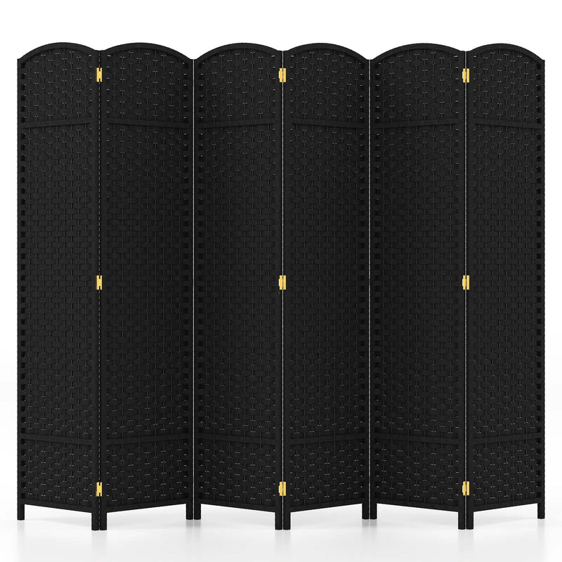 6-Panel Room Divider 5.6 FT Tall Folding Privacy Screen with Hand-woven Texture by DirectDeals