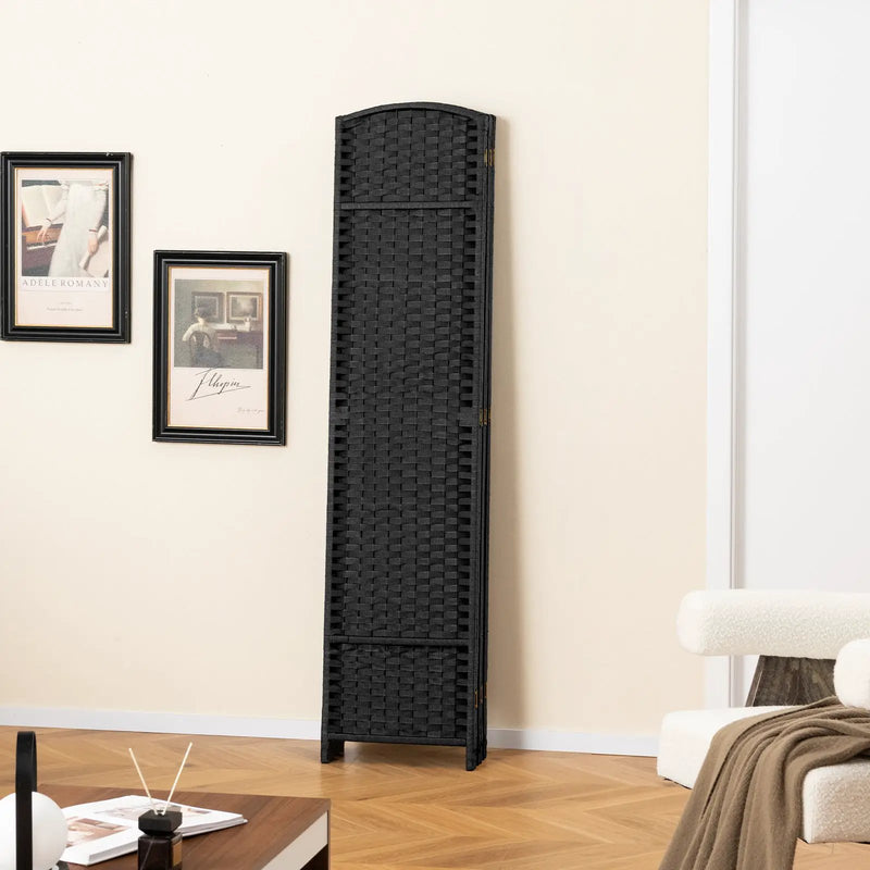 6-Panel Room Divider 5.6 FT Tall Folding Privacy Screen with Hand-woven Texture by DirectDeals