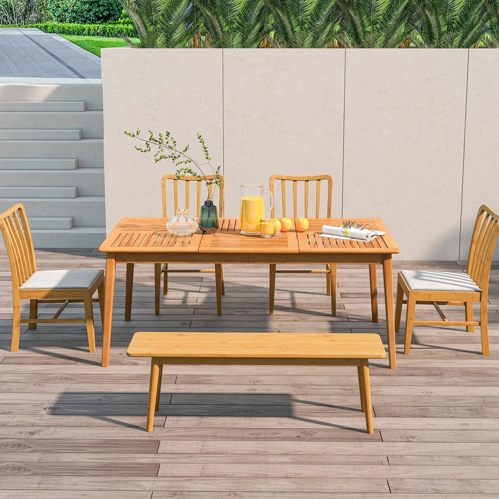 6-Person Outdoor Acacia Wood Rectangular Bistro Dining Table by DirectDeals