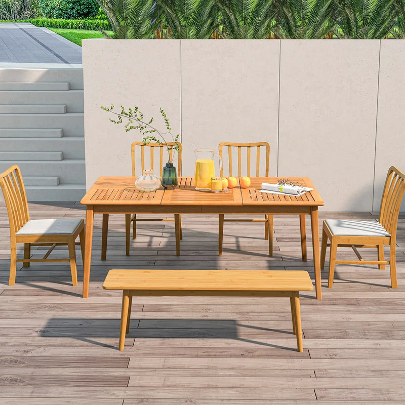 6-Person Outdoor Acacia Wood Rectangular Bistro Dining Table by DirectDeals