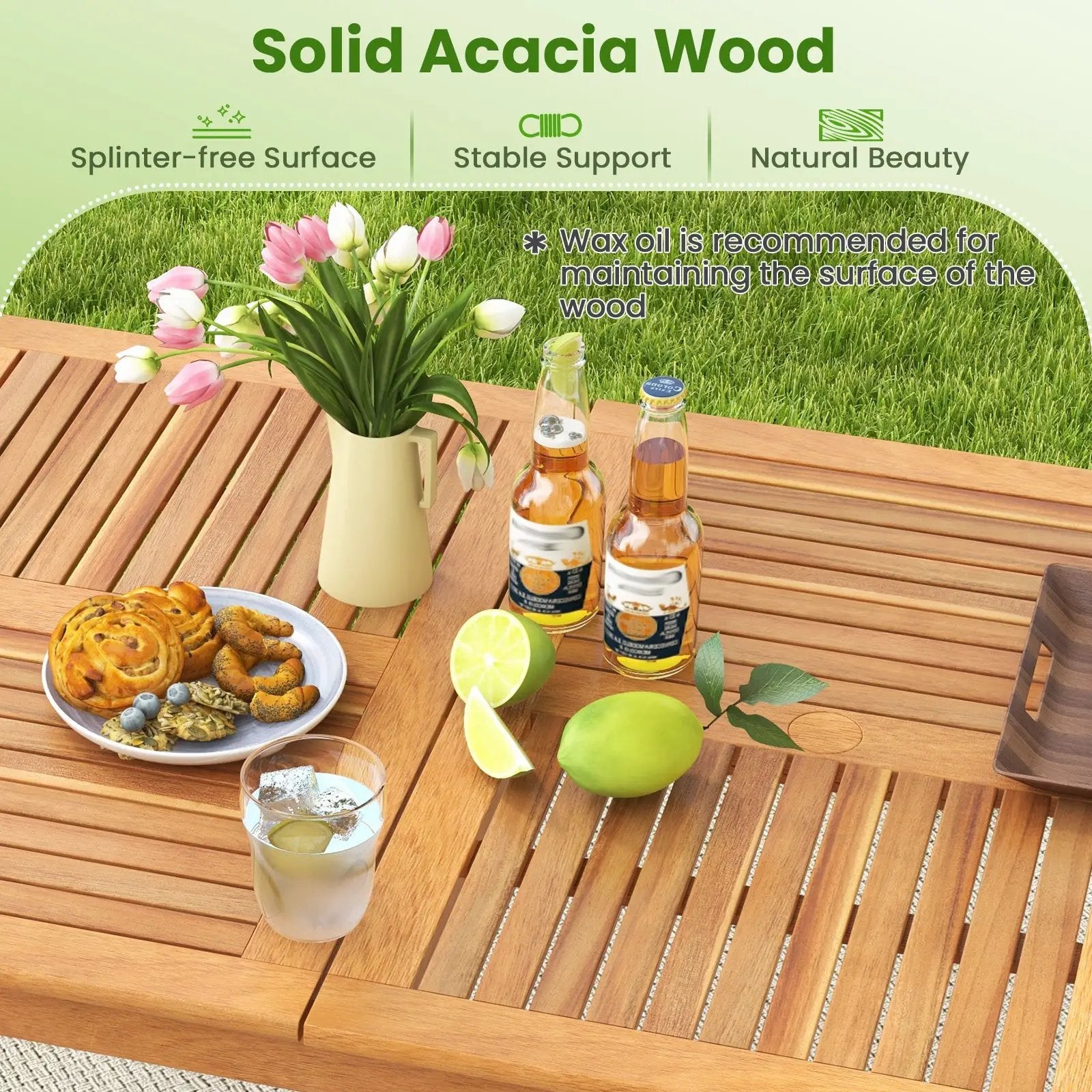6-Person Outdoor Acacia Wood Rectangular Bistro Dining Table by DirectDeals