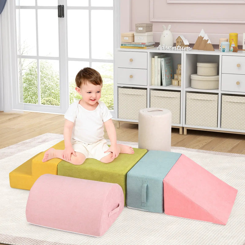 6-Piece Baby Climbing Blocks with 30D High-Density Foam and Carrying Handles by DirectDeals