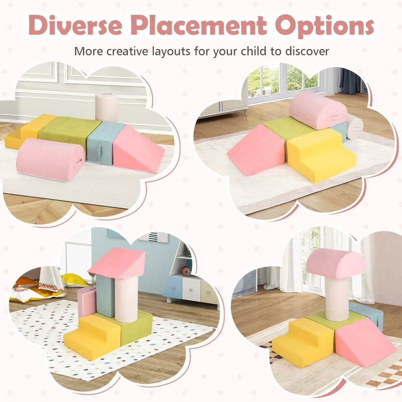 6-Piece Baby Climbing Blocks with 30D High-Density Foam and Carrying Handles by DirectDeals