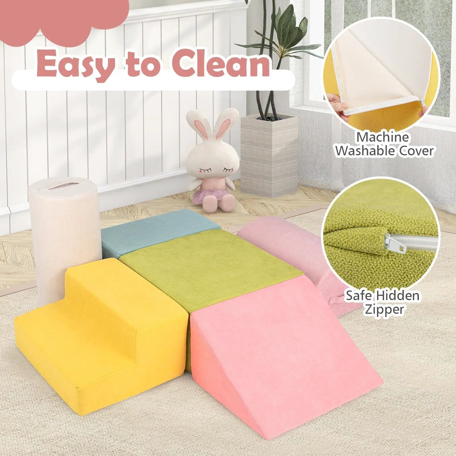 6-Piece Baby Climbing Blocks with 30D High-Density Foam and Carrying Handles by DirectDeals