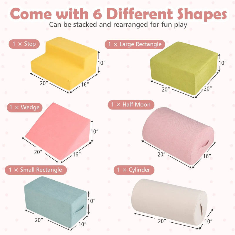 6-Piece Baby Climbing Blocks with 30D High-Density Foam and Carrying Handles by DirectDeals