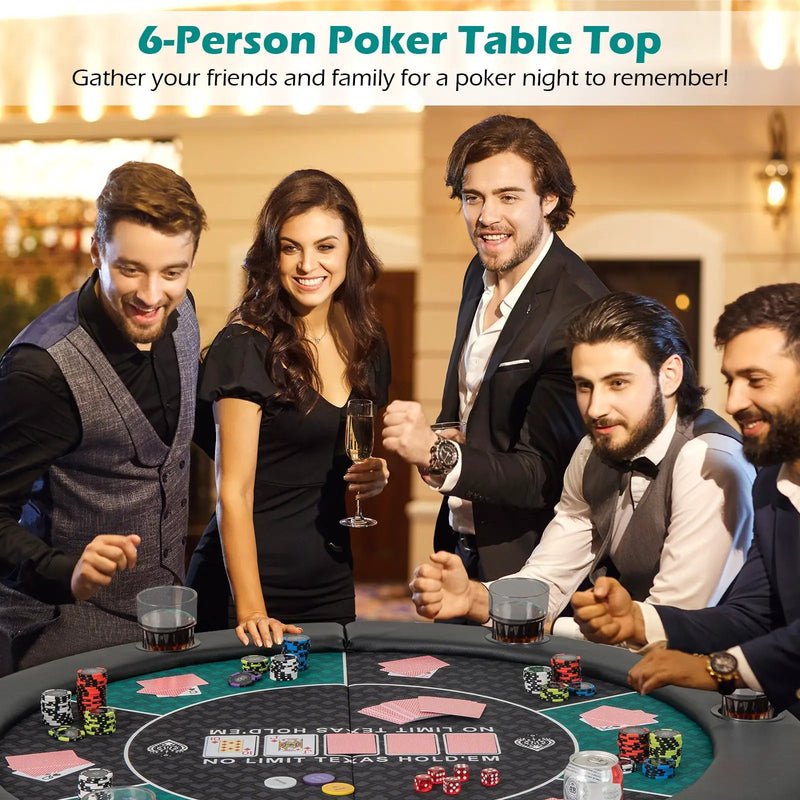 Portable 48 Inch 6-Player Foldable Poker Table Top Round Game Mat-Green by DirectDeals