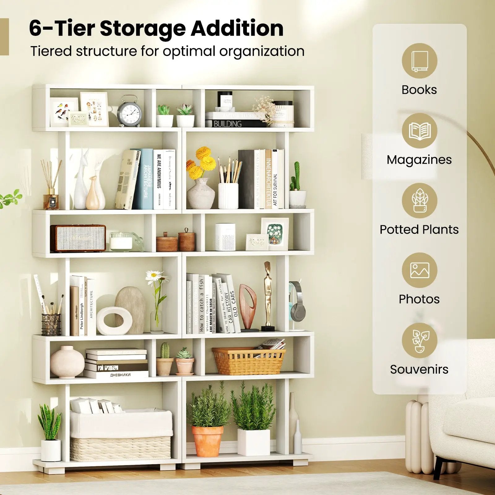 6-Tier Bookcase with Anti-Tipping Kit by DirectDeals