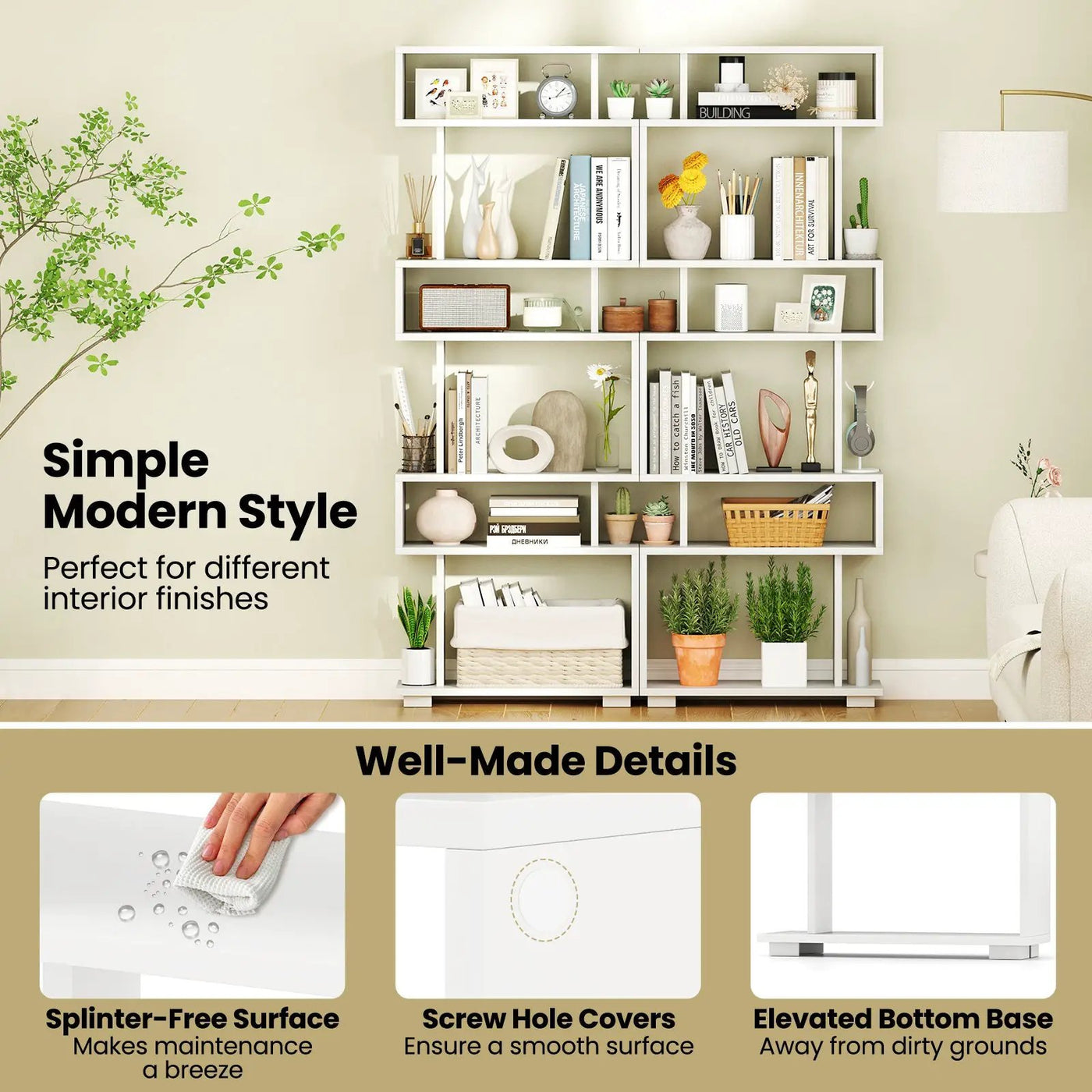 6-Tier Bookcase with Anti-Tipping Kit by DirectDeals
