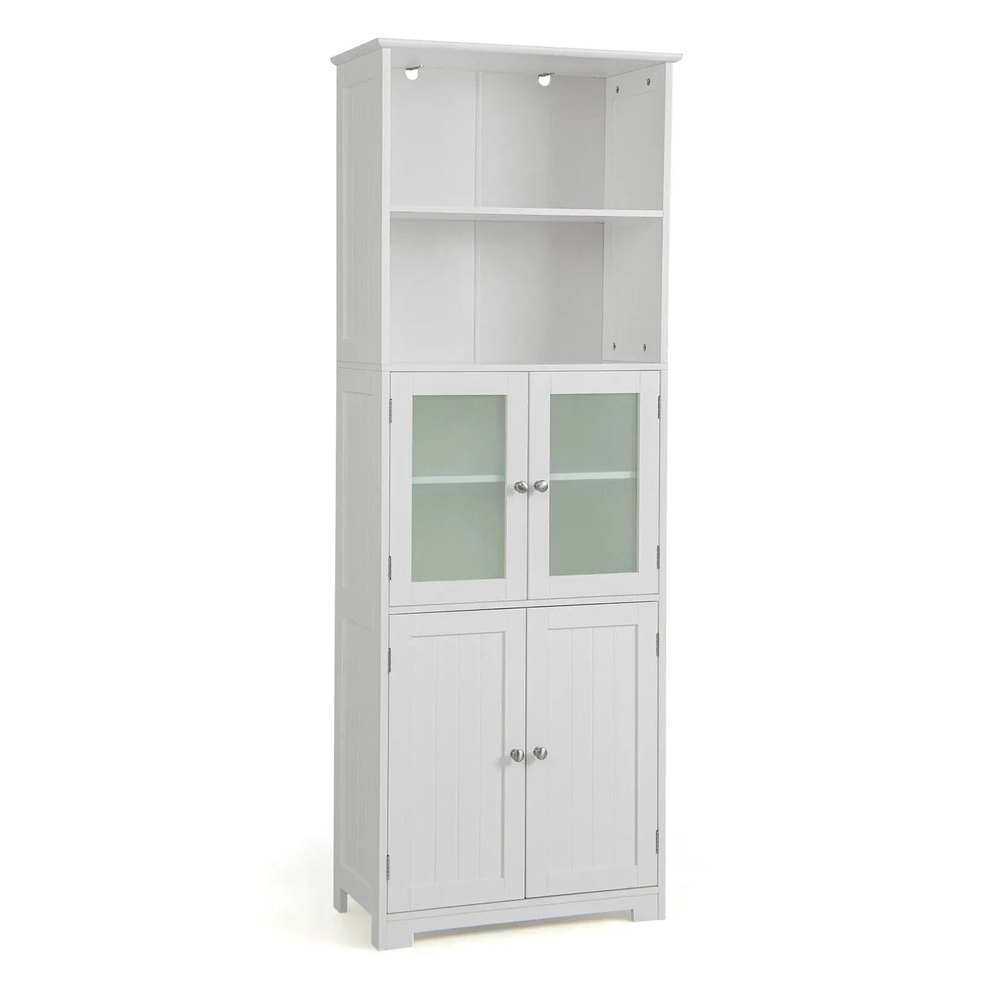 6-Tier Freestanding Bathroom Cabinet with 2 Open Compartments and Adjustable Shelves by DirectDeals
