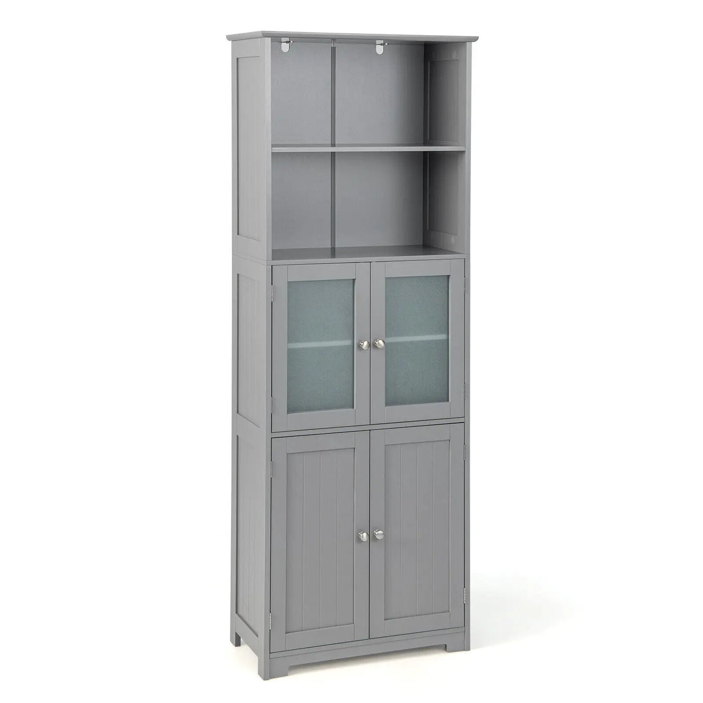6-Tier Freestanding Bathroom Cabinet with 2 Open Compartments and Adjustable Shelves by DirectDeals