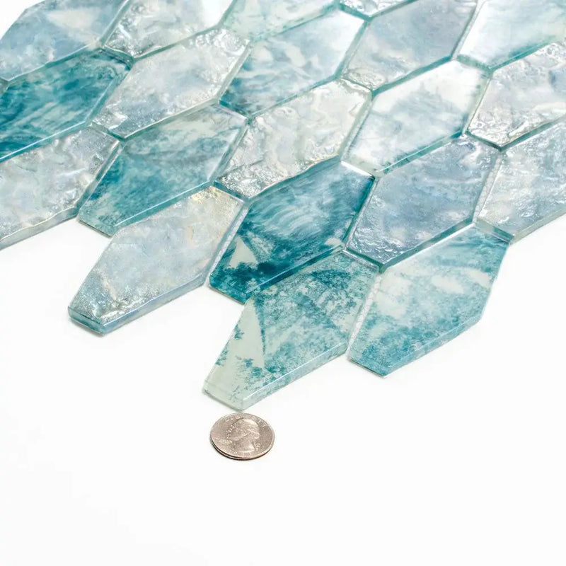 Aqua 11x12 Matte Elongated Hexagon Glass Mosaic Tile (10 pack, 8.6 sq ft/case) by Apollo Tile