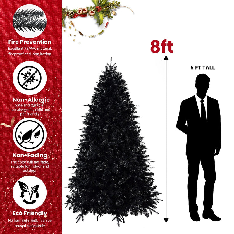 6-Foot Pre-Lit Black Christmas Tree with 350 LED Lights - Black, photo 13 of 18