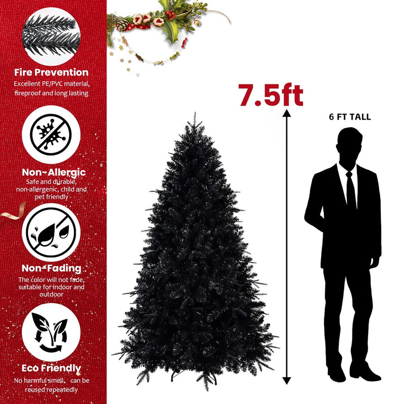 6-Foot Pre-Lit Black Christmas Tree with 350 LED Lights - Black, photo 14 of 18