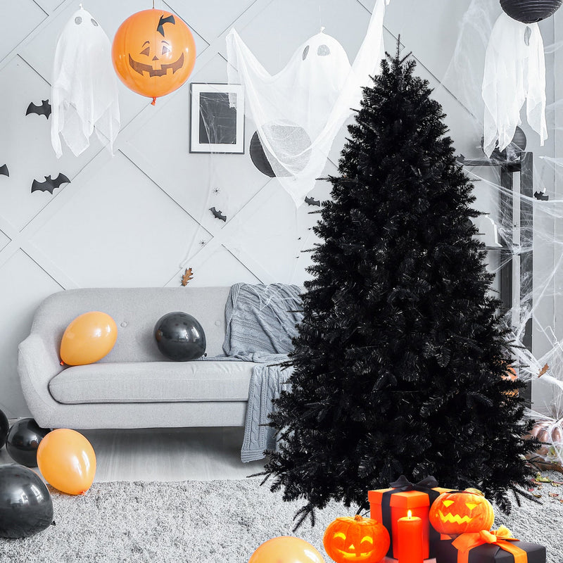 6-Foot Pre-Lit Black Christmas Tree with 350 LED Lights - Black, photo 3 of 18