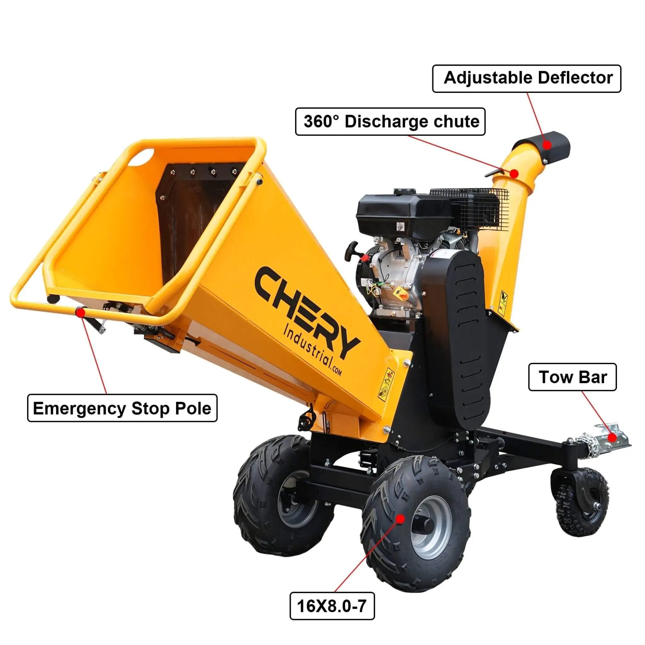 Heavy-Duty 6-Inch 420CC 15HP Gas Wood Chipper Shredder Mulcher With Tow Bar & Safety Stop Bar (SAK42731) by SAKSBY WHOLESALE