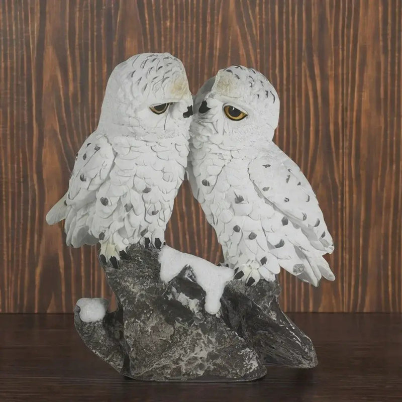 6 Inch Snow Owl Kissing Figurine Decorative Resin Statue for Home and Office by House Of Avana