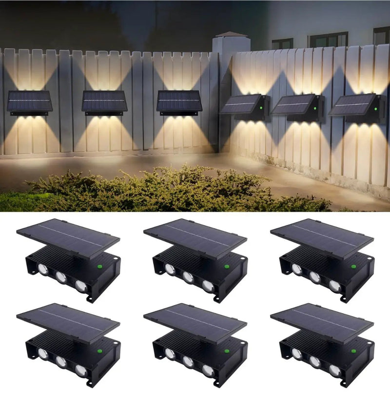 6 Pack Solar Fence Lights, Solar Deck Lights, Waterproof Outdoor Wall Lights (Warm White) by Outdoor Solar Outlet