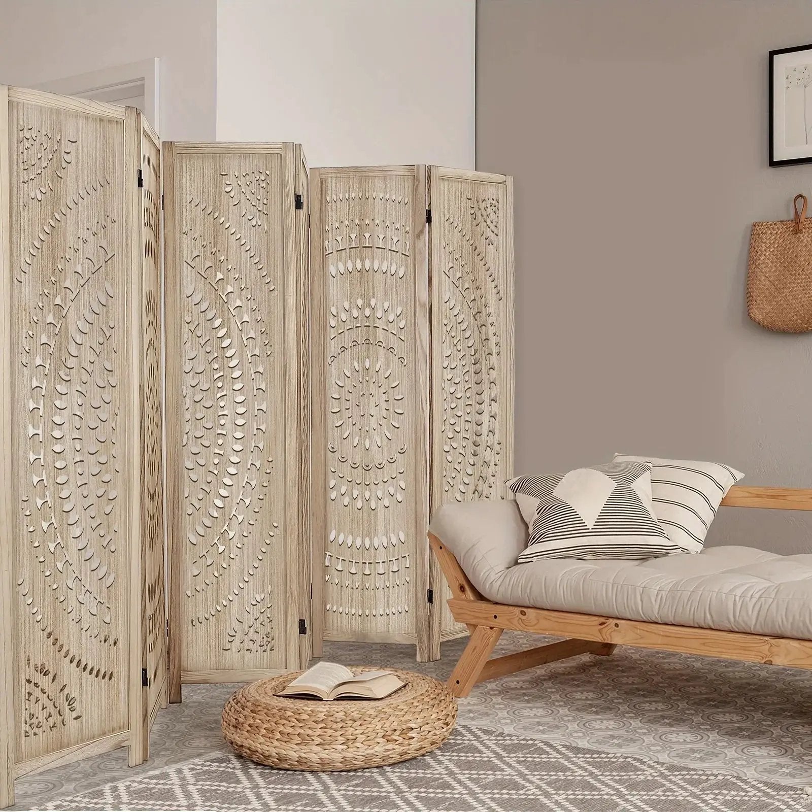 6-panel Wooden Room Divider, Privacy Screen Wooden Room Divider, Carved Room Divider Board, Free Assembly Freestanding Partition, Suitable for Home Office, Dining Room And Bedroom (natural Color) 40*11*170cm, Office Divider, by House Of Avana