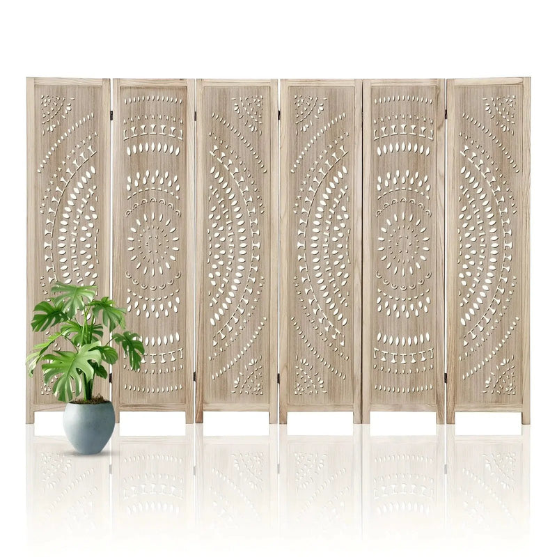 6-panel Wooden Room Divider, Privacy Screen Wooden Room Divider, Carved Room Divider Board, Free Assembly Freestanding Partition, Suitable for Home Office, Dining Room And Bedroom (natural Color) 40*11*170cm, Office Divider, by House Of Avana