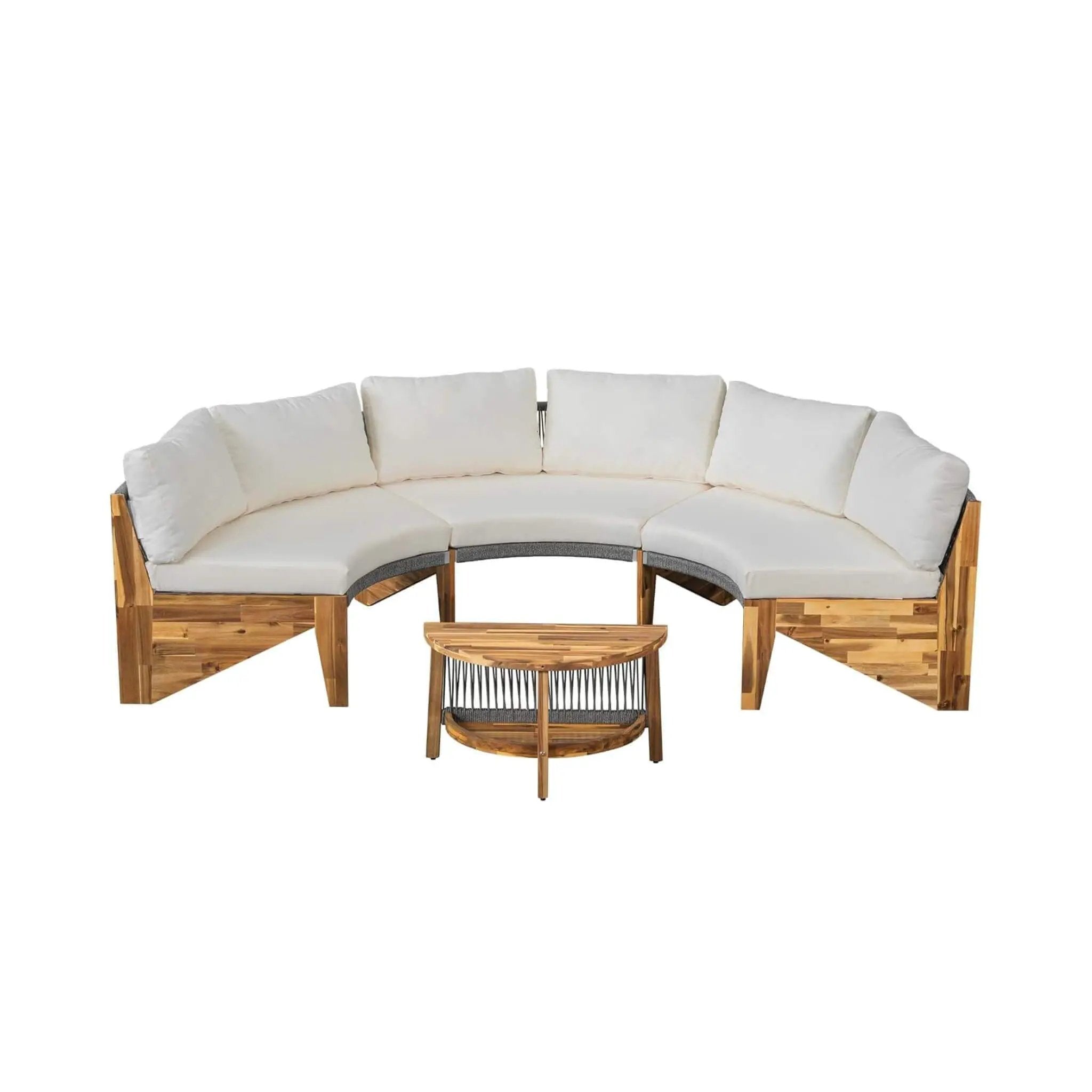 Alora 6-Person Half Moon Beige Patio Sectional Set With Cushions And Table (SAK61928) by SAKSBY WHOLESALE