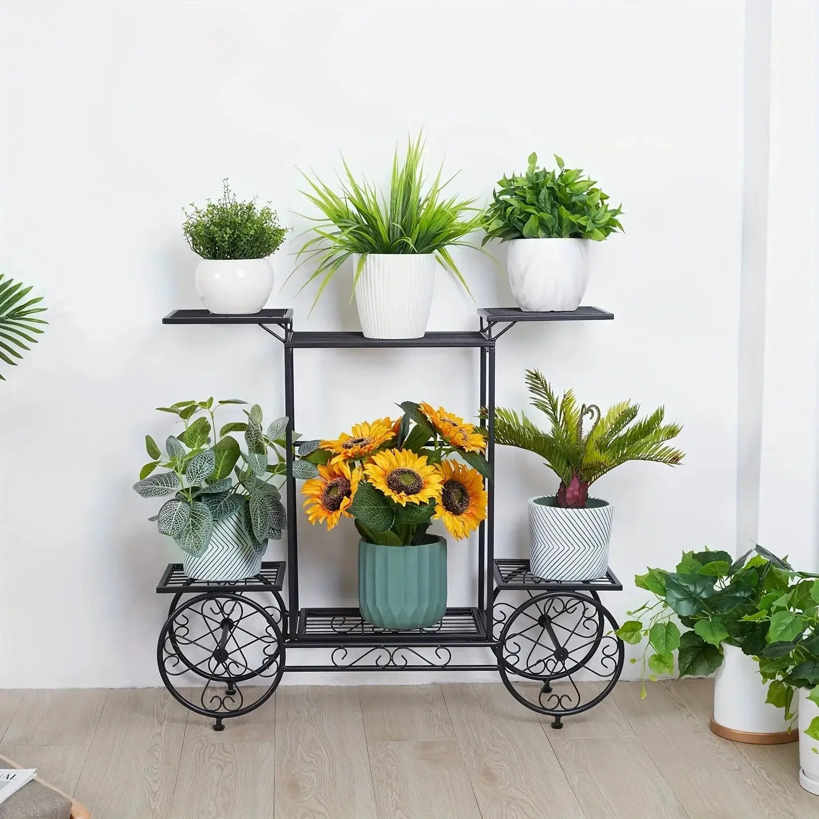 6-Tier Metal Garden Cart Plant Stand Iron Flower Display Rack by House Of Avana