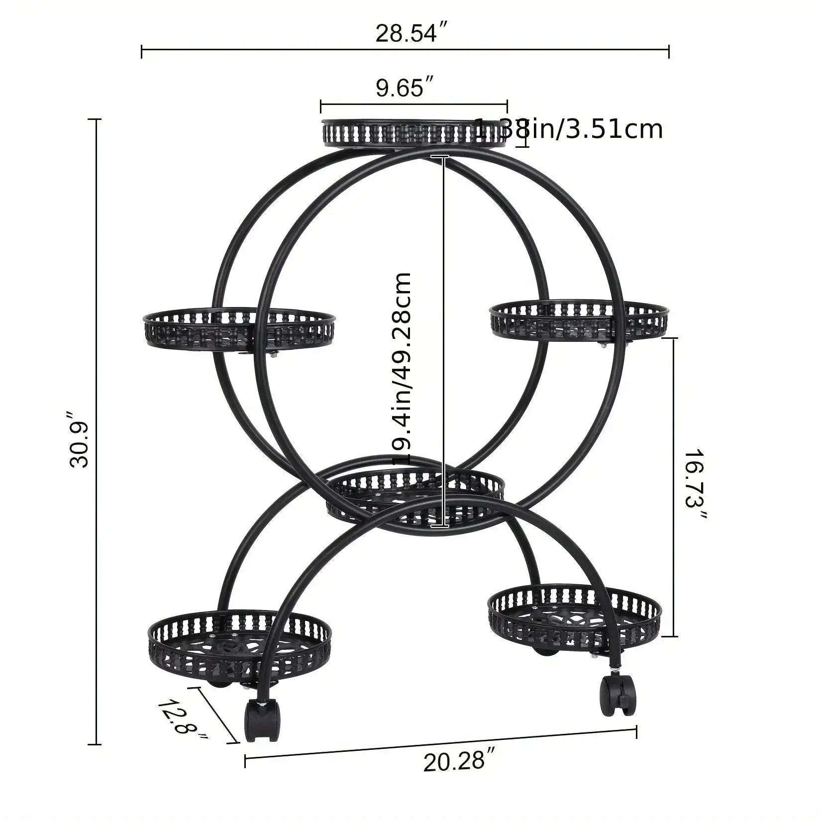 6-Tier Metal Plant Stand Garden Cart with Wheels for Patio and Balcony by House Of Avana