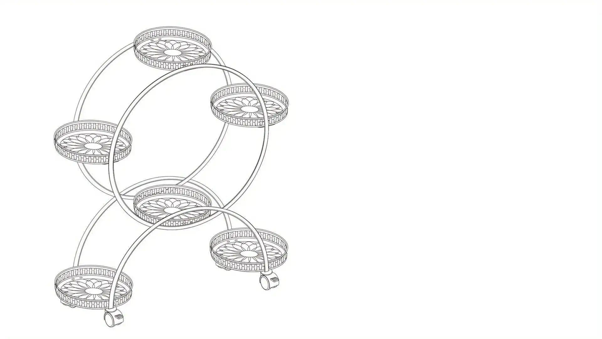 6-Tier Metal Plant Stand Garden Cart with Wheels for Patio and Balcony by House Of Avana