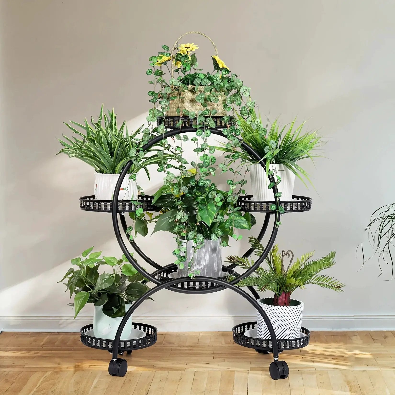 6-Tier Metal Plant Stand Garden Cart with Wheels for Patio and Balcony by House Of Avana
