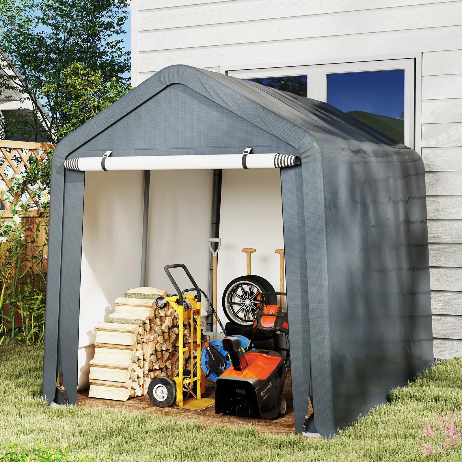 6 x 6.5/8 x 6.5 Feet Portable Motorcycle Outdoor Storage Shelter by DirectDeals