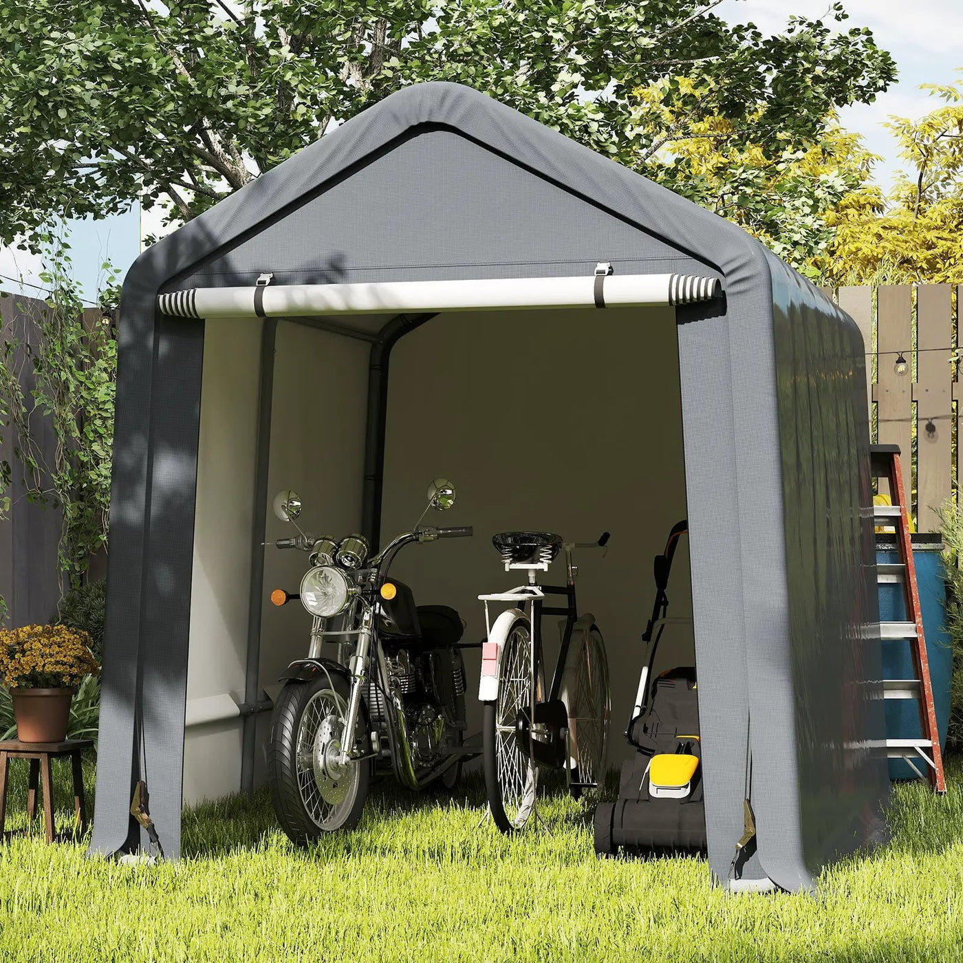 6 x 6.5/8 x 6.5 Feet Portable Motorcycle Outdoor Storage Shelter by DirectDeals