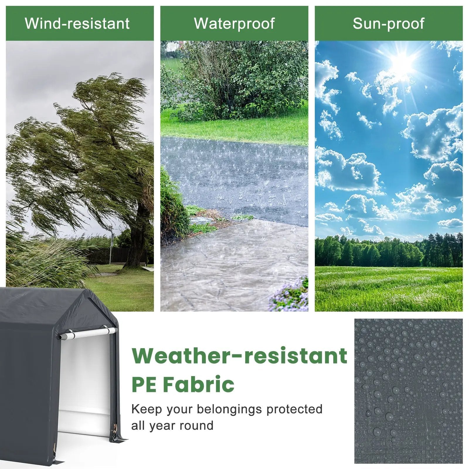 6 x 6.5/8 x 6.5 Feet Portable Motorcycle Outdoor Storage Shelter by DirectDeals