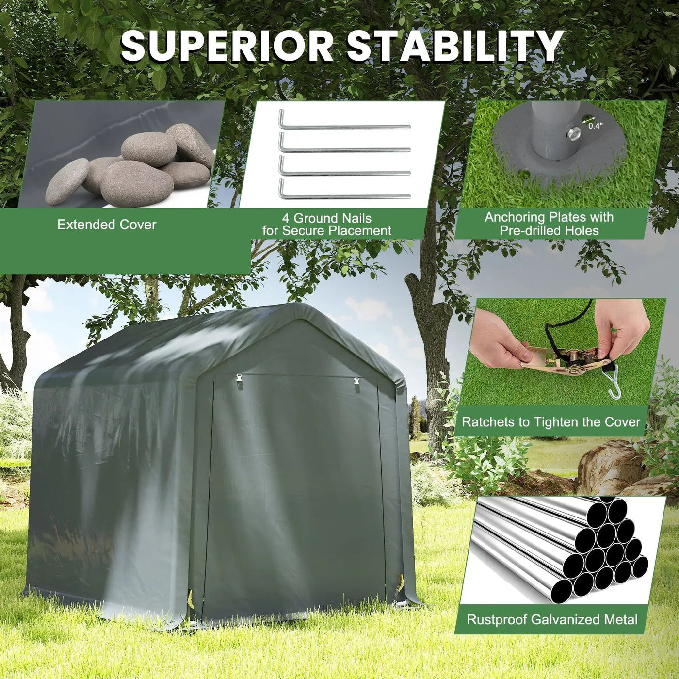 6 x 6.5/8 x 6.5 Feet Portable Motorcycle Outdoor Storage Shelter by DirectDeals
