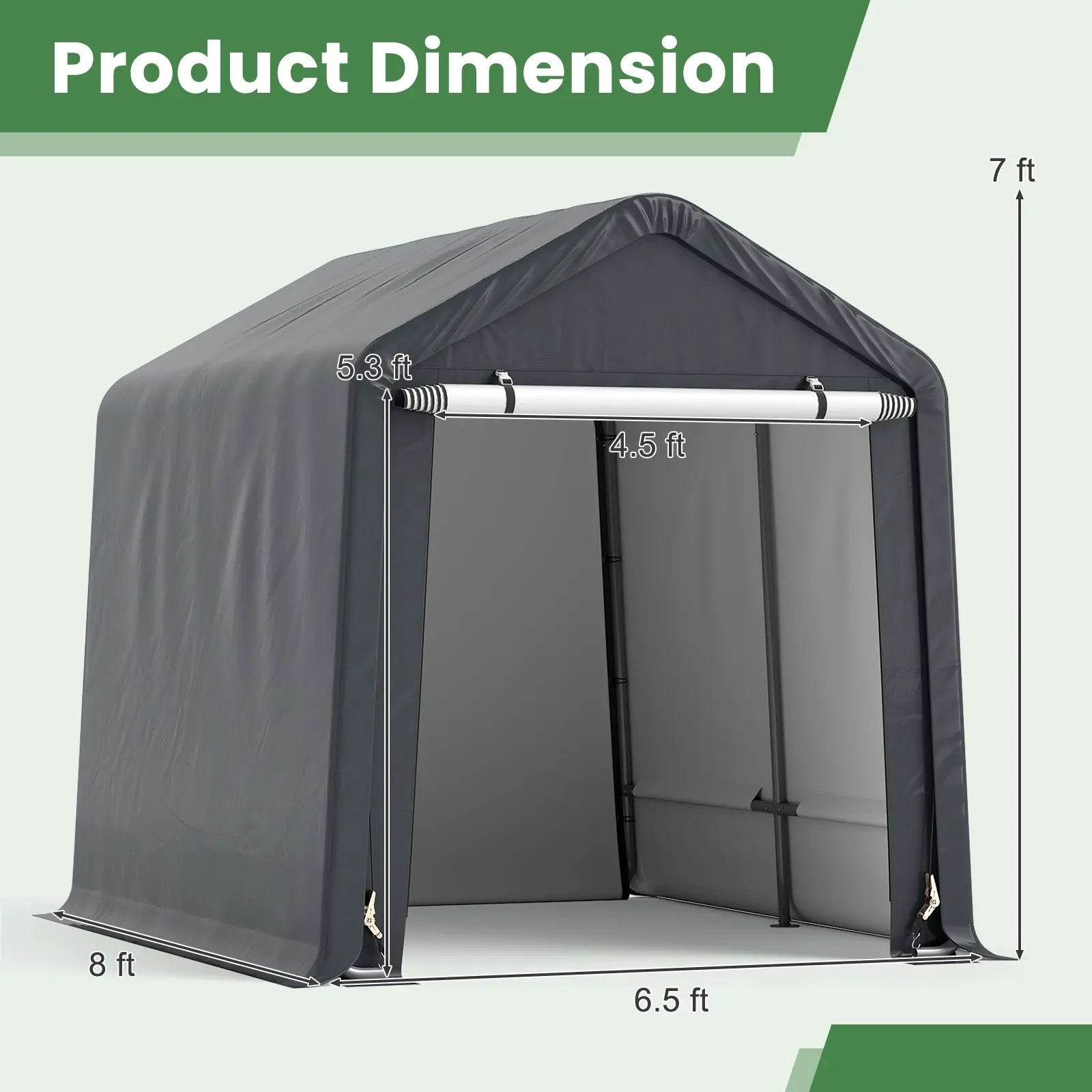 6 x 6.5/8 x 6.5 Feet Portable Motorcycle Outdoor Storage Shelter by DirectDeals
