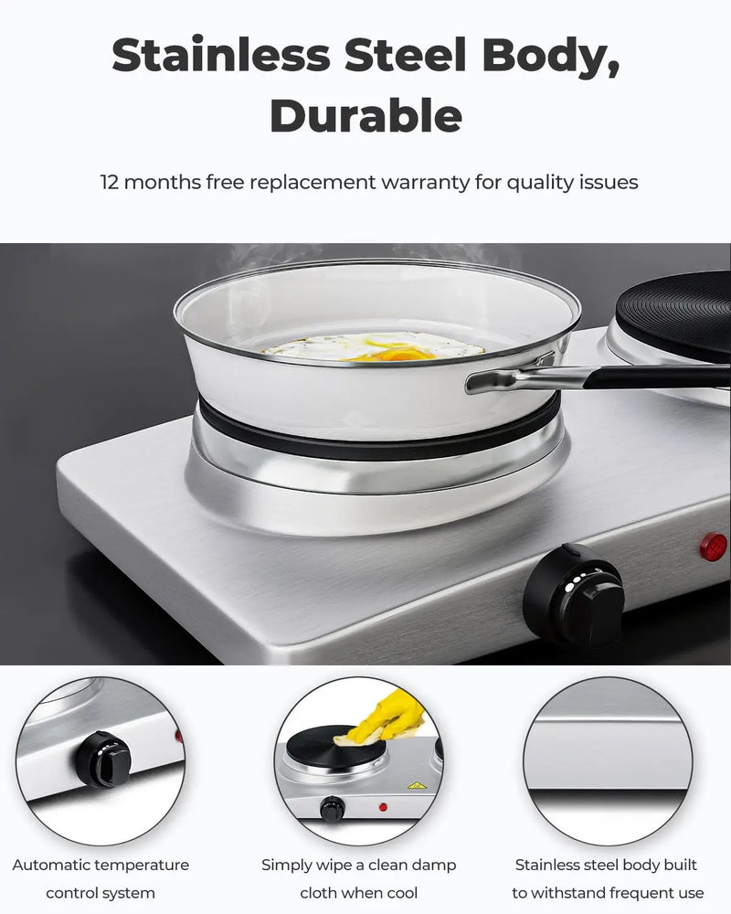 1800W Double Hot Plate Electric Countertop Burner by DirectDeals