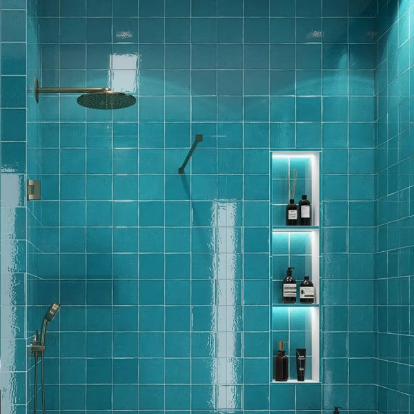 Turquoise Blue 6x6 Glossy Square Porcelain Tile (19 pack, 4.65 sq ft/case)