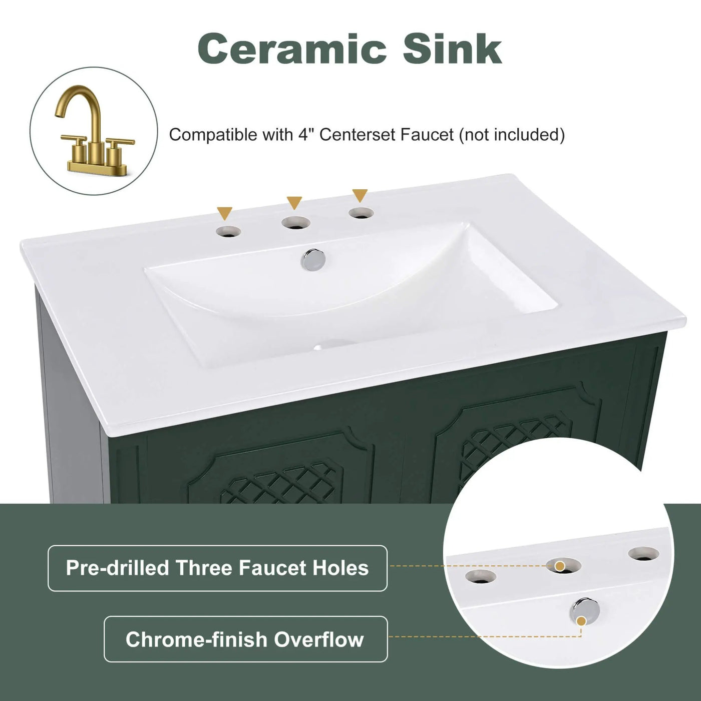 Nuvia 60-Inch Green Vintage Double Sink Vanity With Cabinets And Drawers (SAK26149) by SAKSBY WHOLESALE