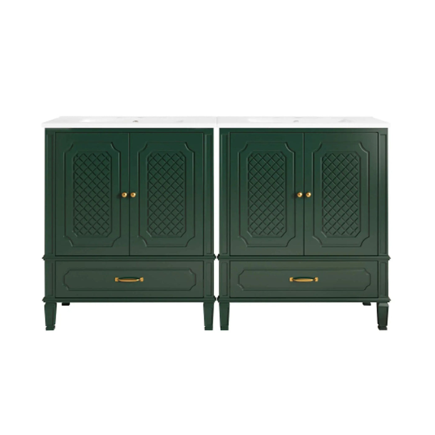 Nuvia 60-Inch Green Vintage Double Sink Vanity With Cabinets And Drawers (SAK26149) by SAKSBY WHOLESALE