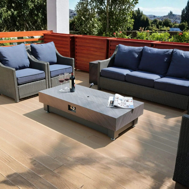 Alora Premium 60-Inch Rectangular Outdoor Modern Propane Fire Pit Table With Rain Cover (SAK91273) by SAKSBY WHOLESALE