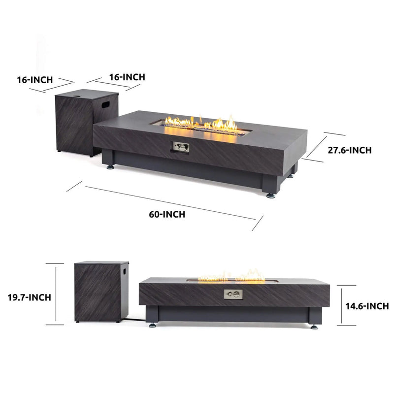 Alora Premium 60-Inch Rectangular Outdoor Modern Propane Fire Pit Table With Rain Cover (SAK91273) by SAKSBY WHOLESALE