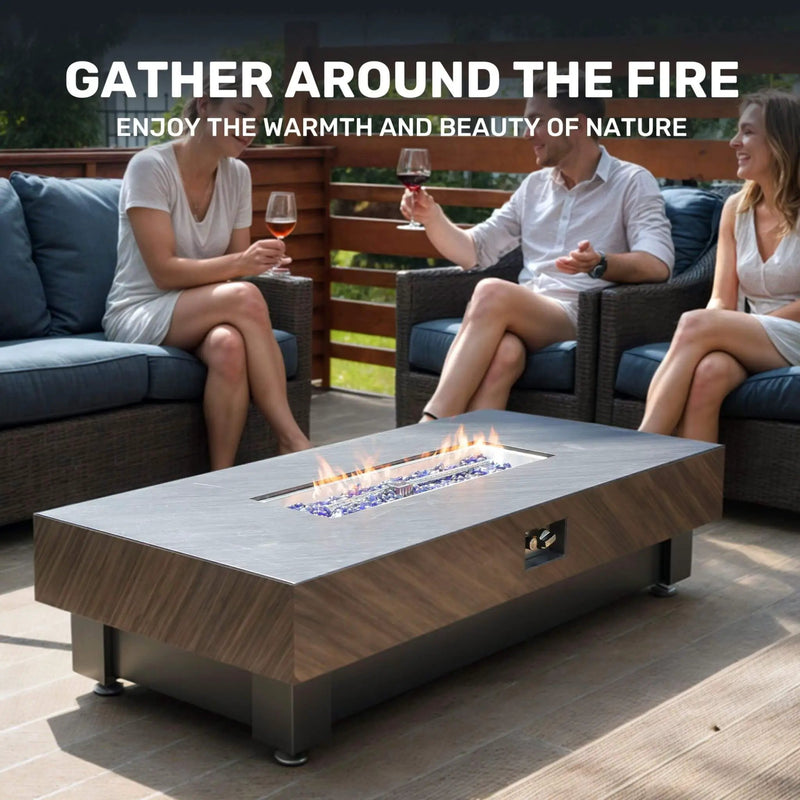 Alora Premium 60-Inch Rectangular Outdoor Modern Propane Fire Pit Table With Rain Cover (SAK91273) by SAKSBY WHOLESALE