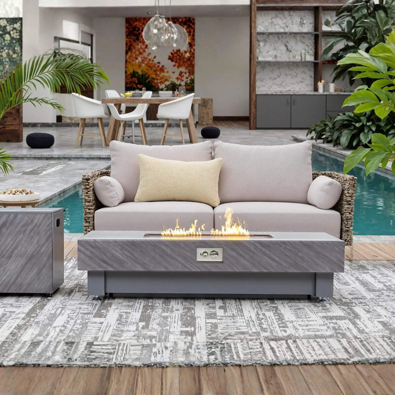 Alora Premium 60-Inch Rectangular Outdoor Modern Propane Fire Pit Table With Rain Cover (SAK91273) by SAKSBY WHOLESALE