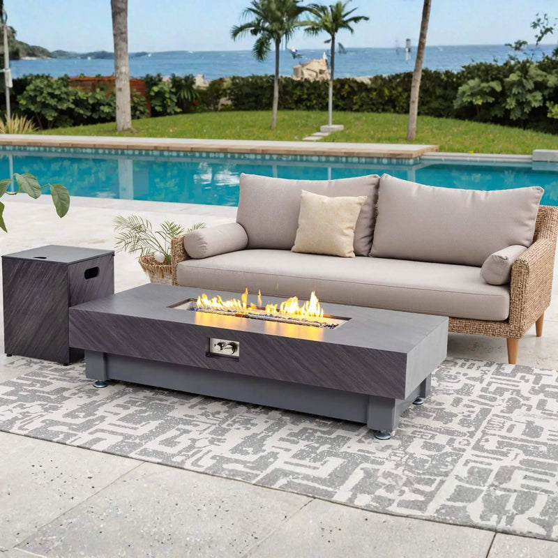 Alora Premium 60-Inch Rectangular Outdoor Modern Propane Fire Pit Table With Rain Cover (SAK91273) by SAKSBY WHOLESALE