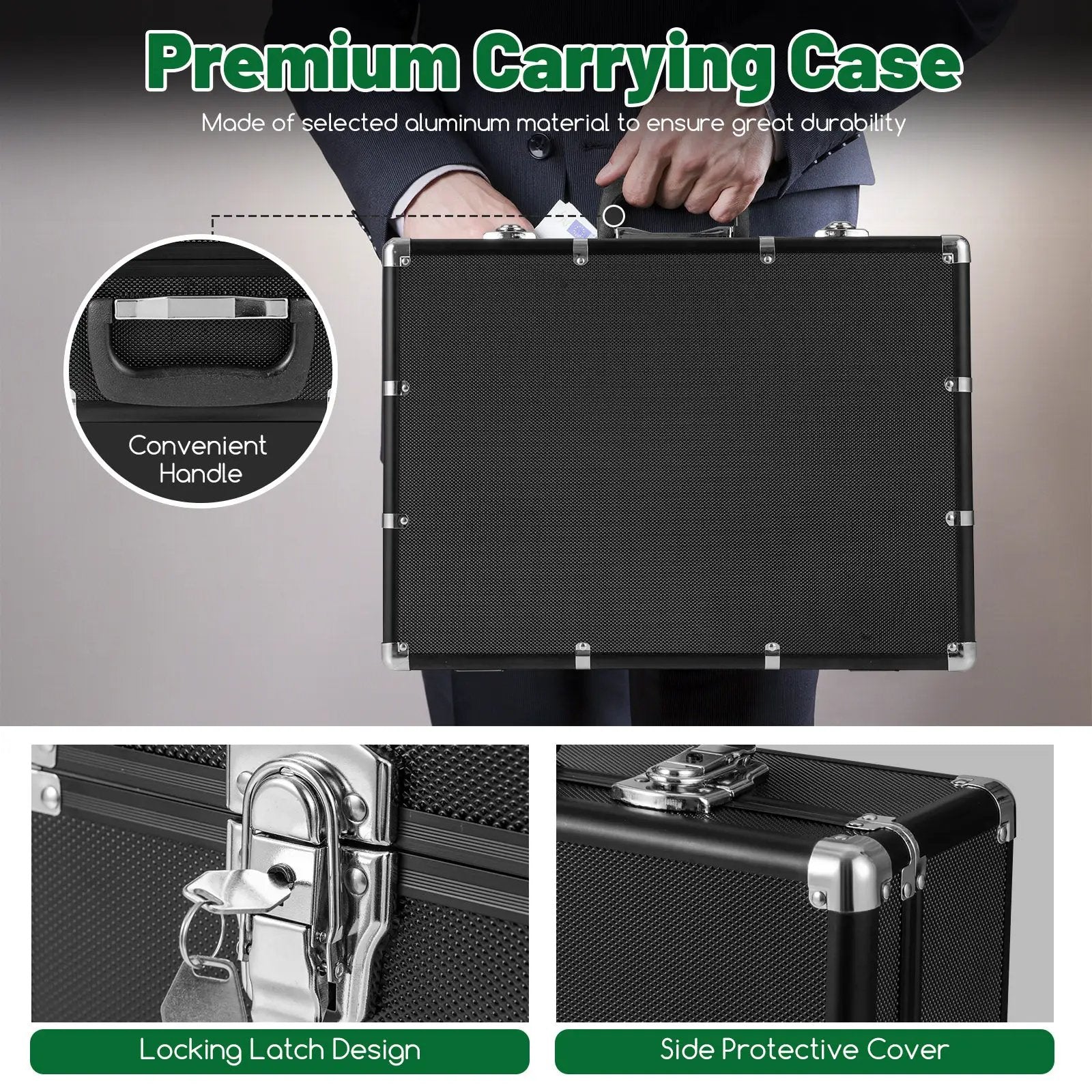 600-Piece Poker Chip Set 14 Gram Claytec Chips with Carrying Case-Black by DirectDeals