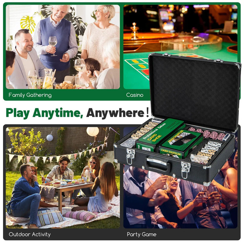 600-Piece Poker Chip Set 14 Gram Claytec Chips with Carrying Case-Black by DirectDeals