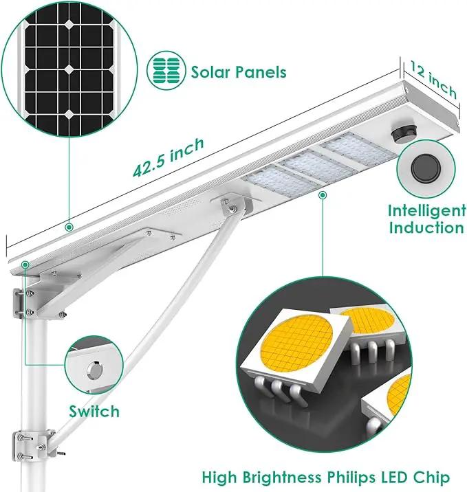 6000W Aluminum Frame LED Integrated Solar Street Light, IP65 Waterproof , Radar Sensor + Light Sensor, Dusk to Dawn Solar by Outdoor Solar Outlet