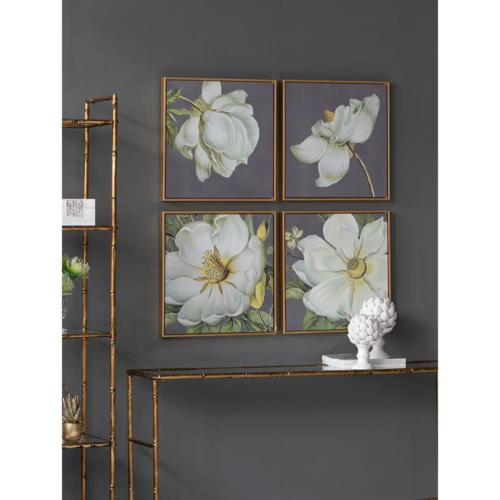 Botanical Wall Art Prints, Home Decor For Living Room Dining Room Bedroom Hallway (Set of 4) - Gray by HouseOfZazla