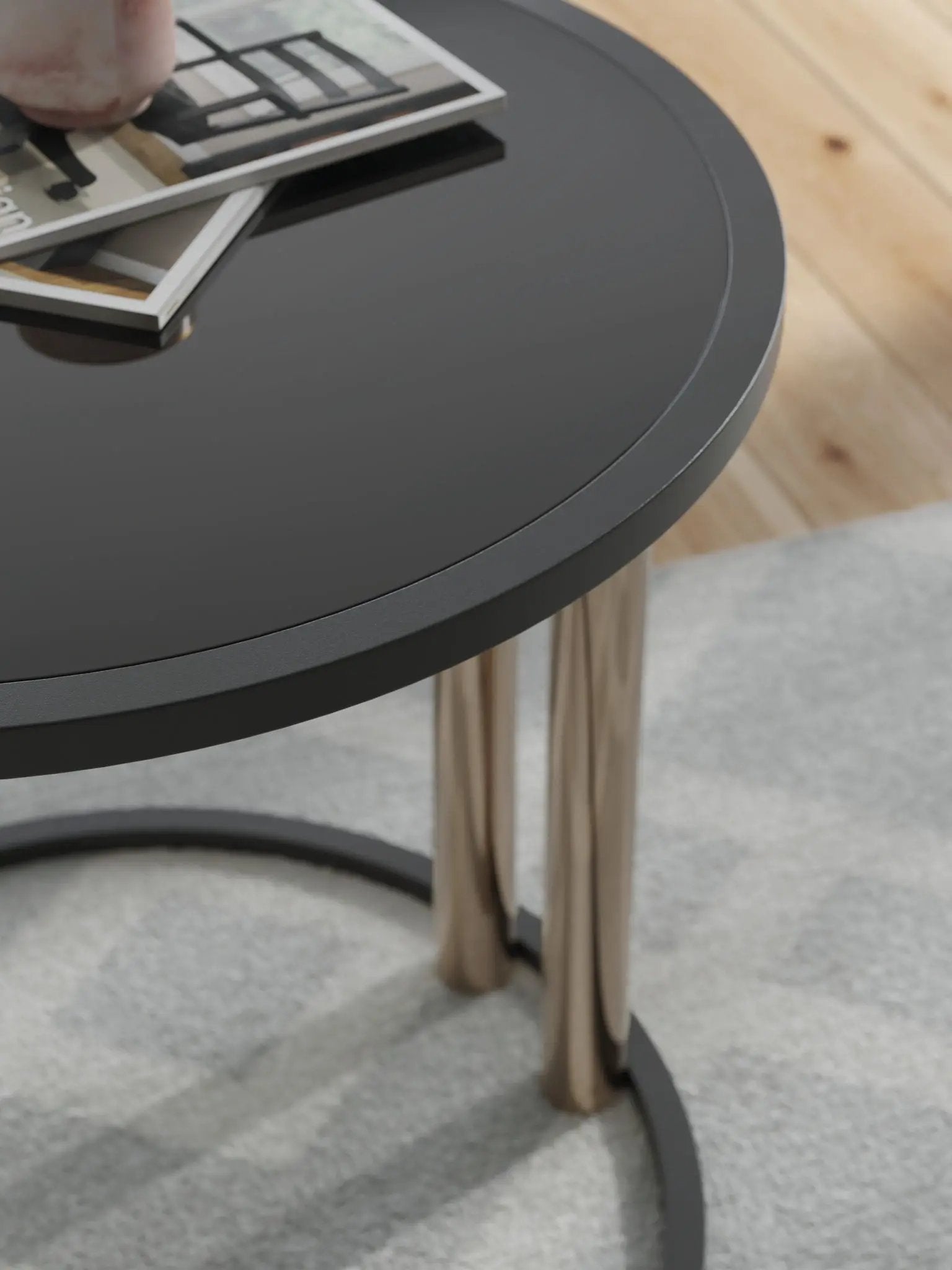 Hannerly - Occasional Table Set (Set of 3) - Black / Gold Finish by Unique Piece Furniture