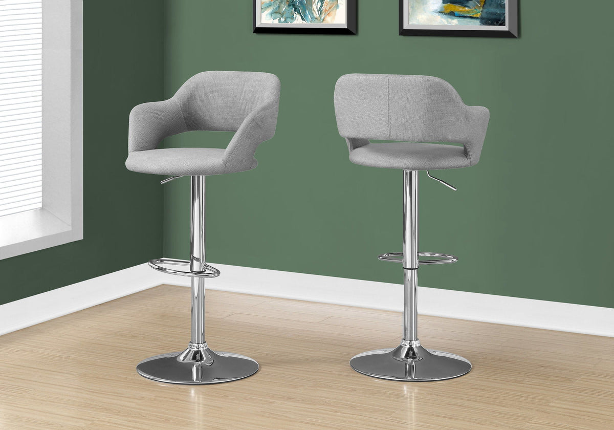 Adjustable Swivel Bar Stool with Full Back - Faux Leather or Fabric - Black, White, Gray