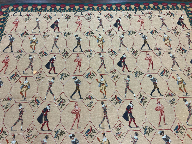 Square Tapestry 5x5, Wall Hanging, Human Pictorials, Court Jesters, Vintage by Jewel Rugs