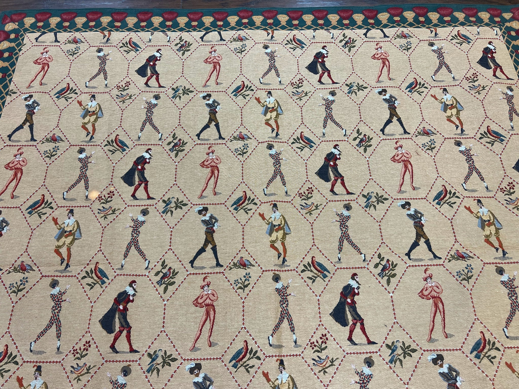 Square Tapestry 5x5, Wall Hanging, Human Pictorials, Court Jesters, Vintage by Jewel Rugs